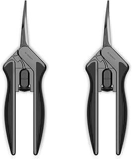 AC Infinity 6.6” Stainless Steel Curved Pruning Shear 2-Pack, Lightweight Ergonomic Design, Curved Precision Blades with Nonstick Titanium Coating for Gardening, Hydroponics, Grow Tents