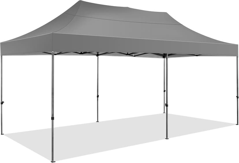COBIZI 10x20 Pop Up Canopy Without Sidewall,Heavy Duty Canopy UPF 50+ All Season Wind Waterproof Commercial Outdoor Wedding Party Tents for Parties Canopy Gazebo with Roller Bag(10 x 20 ft Gray)
