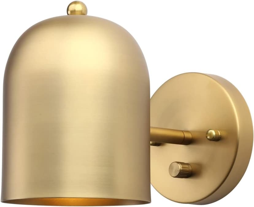 Pathson Modern Dimmable Wall Sconce Hardwired, Brass Finish Wall Light Lamp Adjust Light Head, E26 Bulb Base Reading Wall Lighting Decor for Living Room Bedroom Hallway
