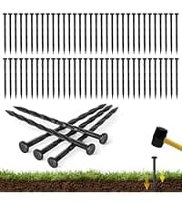 2Inch x 33FT Landscape Edging Border with 50 Spikes, No Dig Garden Edging Border Lawn Edging, Plastic Edging for Landscaping Flower Beds Yard Pathway Paver Edging (Black)