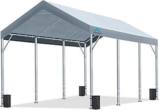 ADVANCE OUTDOOR 12x20 ft Heavy Duty Carport Potable Car Canopy Garage Party Tent Boat Shelter, Adjustable Height from 9.5 ft to 11 ft, Gray