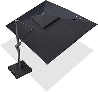 PURPLE LEAF 10' X 13' Double Top Cantilever Patio Umbrella Deluxe Large Outdoor Umbrella Rectangle Offset Umbrella with Fade Resistance for Garden Deck Pool Patio, Graphite Grey