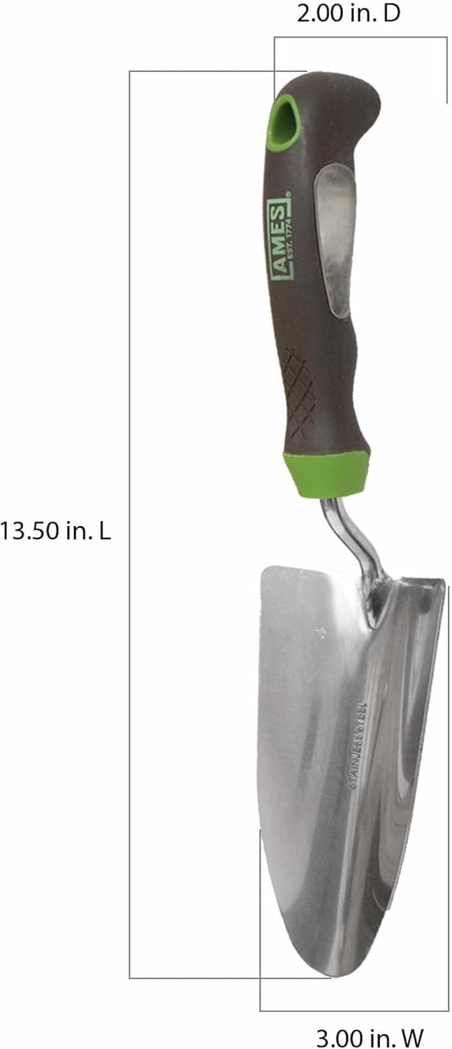 AMES 2445000 Stainless Steel Hand Trowel with Ergo Gel Grip, 13-Inch