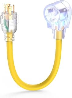 TOOLIOM 4 Prong 30 Amp Generator Adapter Cord to Welder, NEMA L14-30P to 6-50R Welder Plasma Cutter Plug, ETL Listed Generator Extension Cord, 125/250V 3750/7500W STW 10AWG/3C (12 Inch)