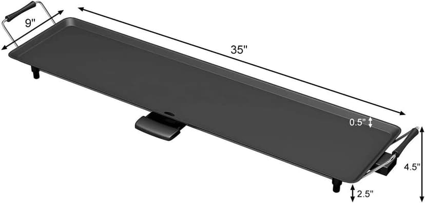 HAPPYGRILL Electric Griddle Teppanyaki Grill, Nonstick Countertop Griddle with Adjustable Temperature, 35" Barbecue Grill Cooking Plates for Indoor Outdoor Patio Camping