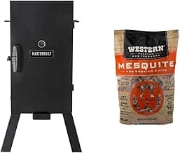 Masterbuilt MB20070210 Analog Electric Smoker with 3 Smoking Racks, 30 inch, Black & Western Premium BBQ Smoking Chips, Mesquite BBQ