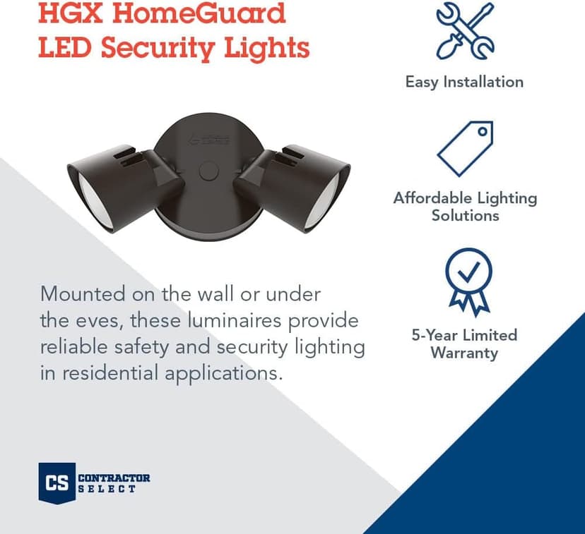 Lithonia Lighting HGX LED 2RH 40K 120 DDB M2 HomeGuard Security Flood Lights 2750 Lumens, 2-Light, No Sensor, Dark Bronze