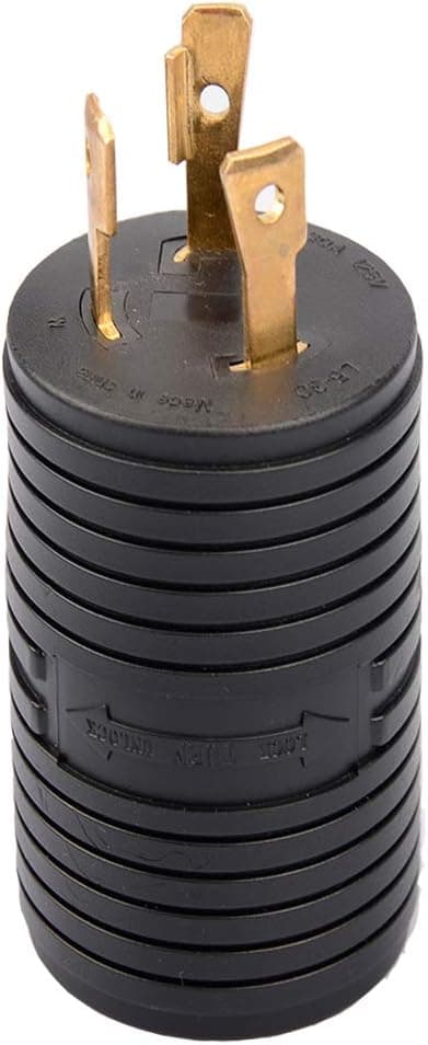 RVGUARD Generator Adapter Plug 3 Prong to 4 Prong, NEMA L5-30R to NEMA L14-30R Locking Adapter.