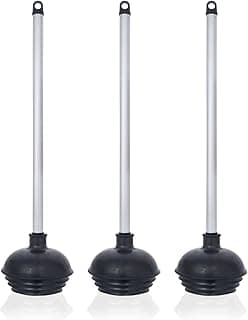 NEIKO 60180A Toilet Plungers, 3 Pack, Patented All-Angle Design, Heavy Duty, Aluminum Handle, Residential, Commercial, and Industrial Building Sanitation Use