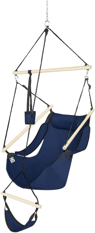 ONCLOUD Upgraded Unique Hammock Hanging Sky Chair, Air Deluxe Swing Seat with Rope (Navy Blue)