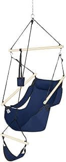 ONCLOUD Upgraded Unique Hammock Hanging Sky Chair, Air Deluxe Swing Seat with Rope (Navy Blue)
