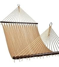 Lazy Daze Hammocks Cotton Fabric Spreader Bar Hammock, Outdoor Portable Hammock with Carrying Bag & Tree Straps for Bedroom, Patio, Backyard, Balcony, Max 450lbs Capacity, Blue