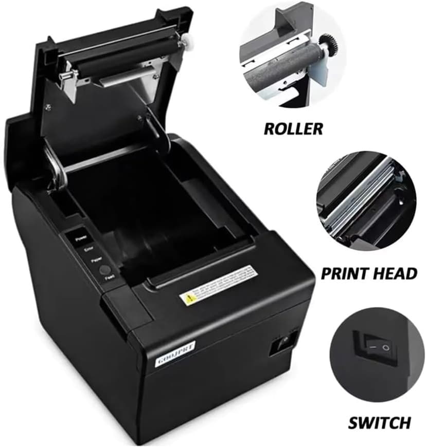 80H 80mm Restaurant Auto cutter wireless Android Thermal Receipt Bill Ticket Printer for Small Business, Compatible with Android/Windows, Not for iOS/iPad/Mac (Bluetooth+LAN/Ethernet+USB)