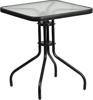 Flash Furniture Barker 23.5'' Square Tempered Glass Metal Table