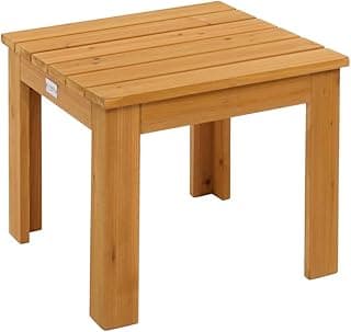 VINGLI Outdoor Adirondack Side Table W/Natural Finished, 18" Square Thick Wooden Coffee Table Top, Stable Large Weight Capacity Conversation End Table for Patio Backyard, Garden, Poolside and Balcony