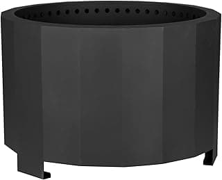Flash Furniture Titus Commercial Grade Wood Burning Smokeless Outdoor Firepit - Black Finish - 27 inches - Portable - Waterproof Cover