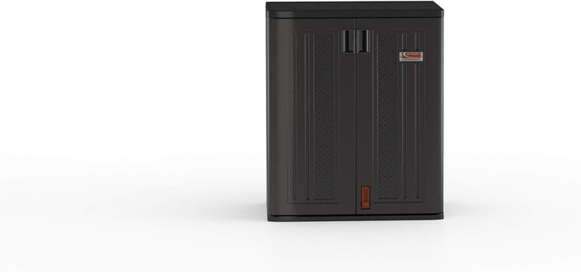 Suncast Commercial Heavy-Duty 9 Cubic Ft. Resin Storage Cabinet with Lockable Handles, Adjustable Metal-Reinforced Shelves for Garage or Workspace, Black, Made in The USA