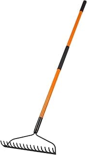 Garden Rake for Gardening, 14 Tines Garden Rake with Thick Fiberglass Handle, Heavy Duty Garden Rake for Lawns, 58 Inches