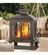 22 in Outdoor Small Fire Pit,Durable firepit with Mesh Lid,Log Grate,and Fire Poker,Fire Pits for Outside Backyard.Deck.Camping and Picnic