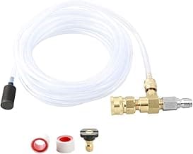 Sooprinse Chemical Injector Kit for High Pressure Washer, 4000 PSI Adjustable Soap Dispenser with a 1/4 Inch Black Soap Nozzle and Teflon Tape, 16 Ft Siphon Hose, 3/8 Inch Quick Connect