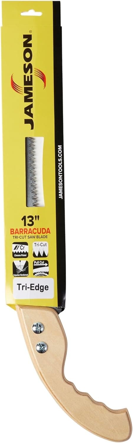 Jameson HS-13TE-WH 13" Tri-Cut Hand Saw with Wood Handle – Professional-Grade Pruning Saw for Clean, Precise Cuts