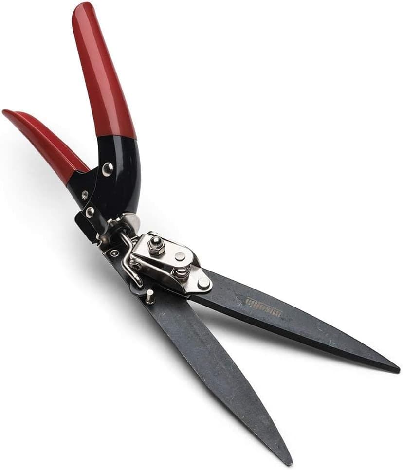 Kings County Tools Grass Trimming Shears | 5-1/4” Steel Blades | Rotating Handle for Angled Cuts | Strong Spring Mechanism | Simple & Secure Safety Lock | Made in Italy