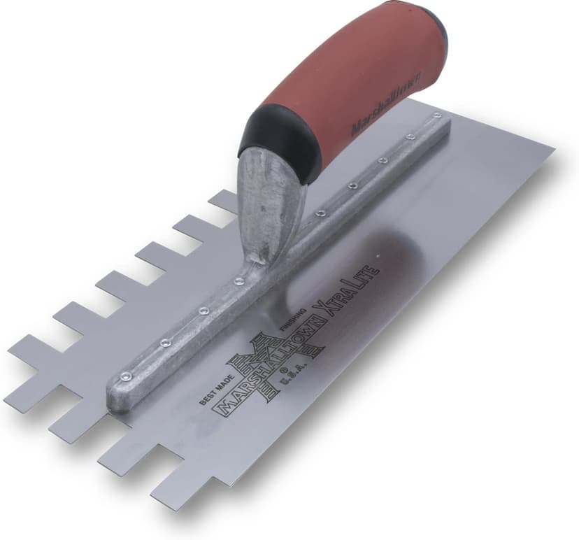 MARSHALLTOWN Standard Notched Trowel, Square Notch, 13x19x13 mm Notch Size, DuraSoft Right-Handed Handle, Flooring and Tiling, Tile Tool, Made in the USA, 781SD