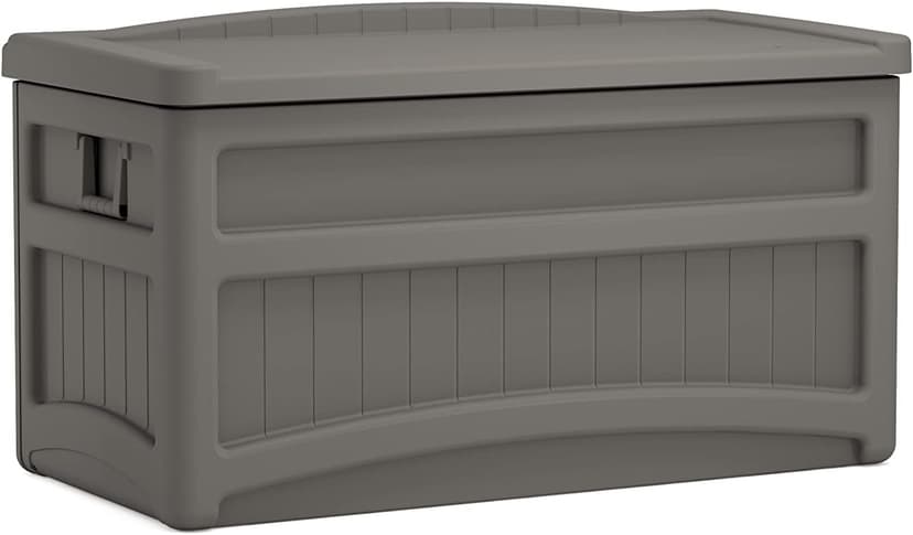 Suncast 73 Gallon Indoor/Outdoor Medium Deck Storage Box, 46"L x 23.62"W x 25.5"H, Stoney