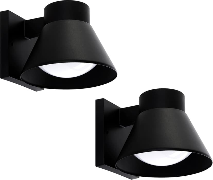 UME 2 Pack LED Outdoor Wall Light Fixtures, Black Front Porch Lights Wall Mount Lighting, Exterior Waterproof Wall Lantern Light Fixture Anti-Rust Farmhouse Wall Sconce for Patio, Doorway, Garage