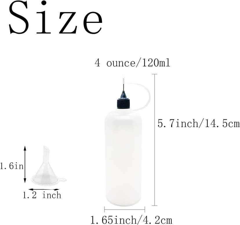 12 Pcs Precision Tip Applicator Bottles, 120ml /4 Ounce Needle Tip Bottle, with 2 Funnel, Multicolor Lids
