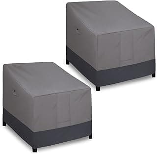 Easy-Going Outdoor Chair Cover Waterproof, Heavy Duty Patio Chair Cover, Windproof Outdoor Furniture Cover with Air Vent (2 Pack-35Wx38Dx31H inch, Gray/Dark Gray)