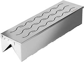 Skyflame Wood Chip Smoker Box, Stainless Steel Double V-shape BBQ Smoke Box with Hinged Lid for Charcoal & Propane Gas Grill, 12.5"(L) x 3.3"(W) x 2.5"(H), U.S. Design Patent