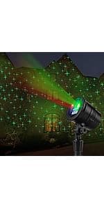 Christmas Laser Lights, Projector Lights Landscape Spotlight Red and Green Star Show with Christmas Decorative Patterns for Indoor Outdoor Garden Patio Wall
