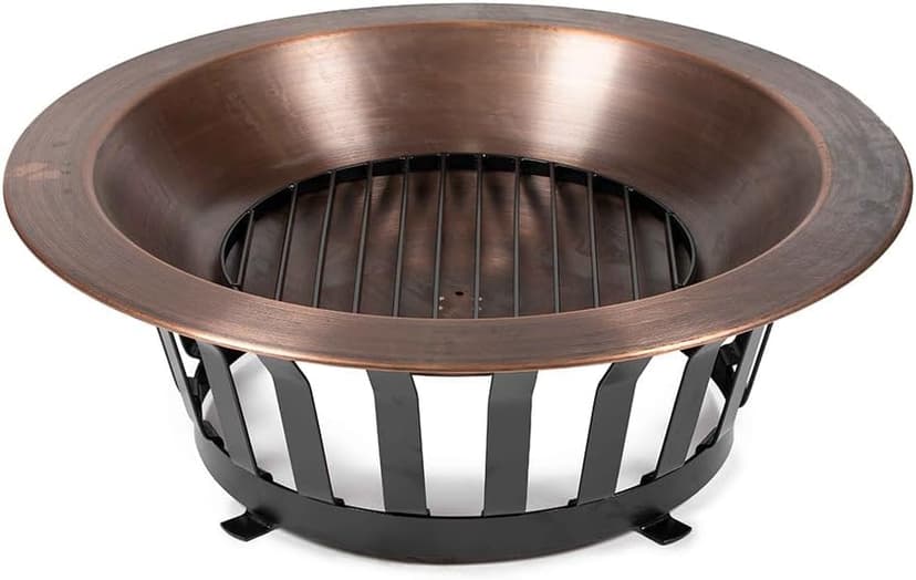 TITAN GREAT OUTDOORS Ash & Ember 40" Copper Outdoor Fire Pit with Solid Steel Base, Grate and Fire Iron Tool Included, Perfect for Backyard Fires and Gatherings