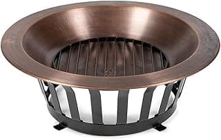 TITAN GREAT OUTDOORS Ash & Ember 40" Copper Outdoor Fire Pit with Solid Steel Base, Grate and Fire Iron Tool Included, Perfect for Backyard Fires and Gatherings