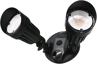 LED Black 2-Light Bullet Flood Light- 3000K Adjustable Dual Head Hardwired Outdoor Security Light, Waterproof Spot Light for Yard, Patio, Garden, Garage, Landscape & Exterior Walls