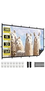60 Inch Projector Screen, OKEDUO 4K 16:9 HD Portable Projection Movie Screen, Anti-Crease Indoor Outdoor, Simple Install, Easy Carrying Projection Screen for Home Theater Backyard