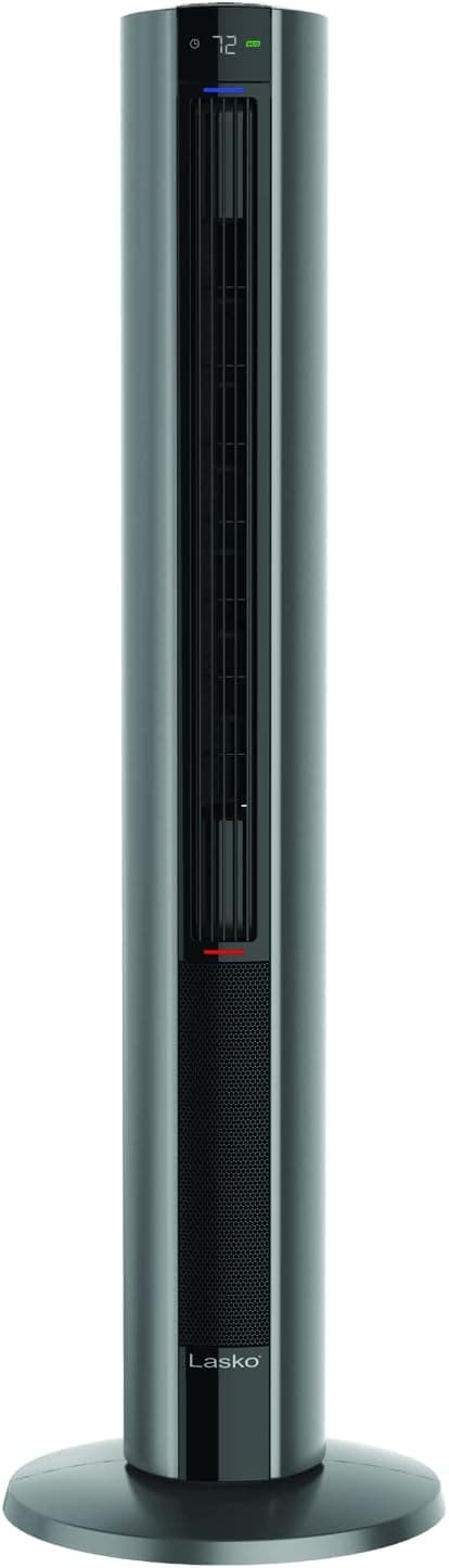 Lasko Oscillating All Season Tower Fan and Space Heater in One for Home with Adjustable Thermostat, Tip-Over Switch, 4 Fan Speeds, 3 Heat Settings and Remote Control, 42 Inches, 1500W, Gray, FH515