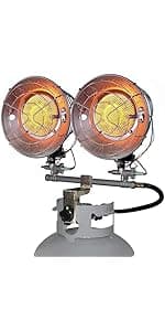 Comfort Gear Double Tank Top Portable Propane Radiant Heater, 30,000 BTUs, Instant Infrared Heat, for Jobsite/Garage/Workspace, Up to 48 Hrs on 20 lb Tank, Outdoor Use Only