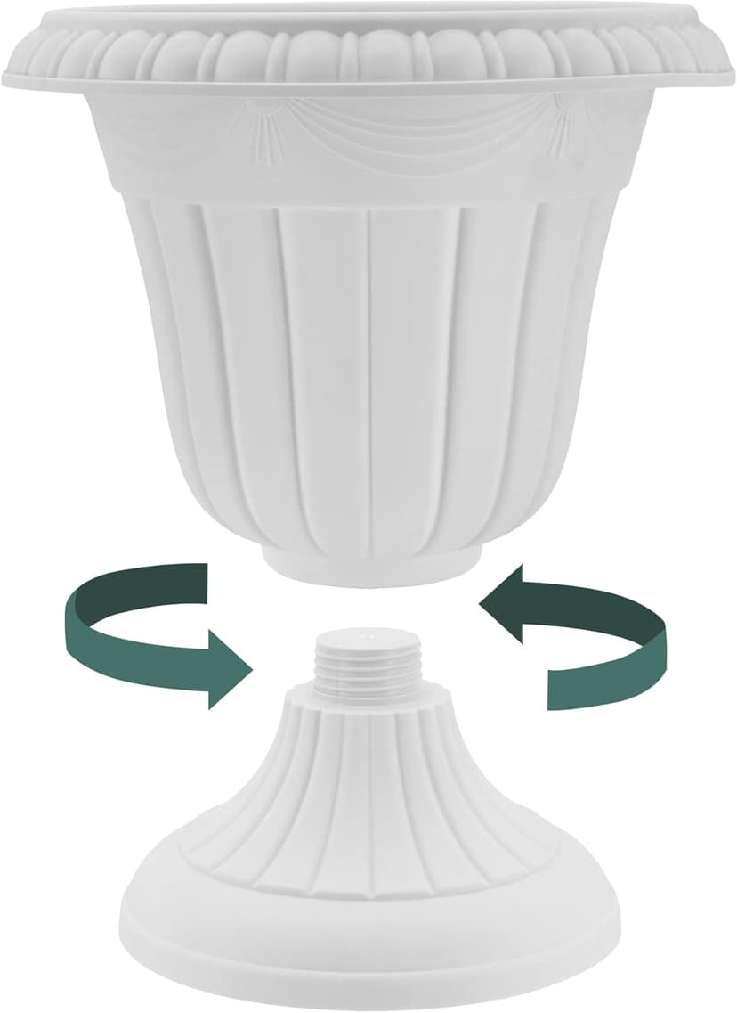 PL20BK Classic Traditional Plastic Urn Planter Indoor/Outdoor, 10" x 12", Black