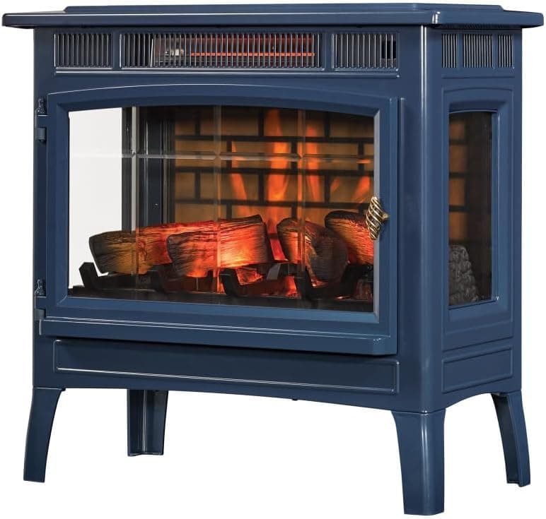 duraflame Freestanding Electric Fireplace Stove Heater with 3D Flame Effect for 1,000 Sq. Ft. Room, Navy