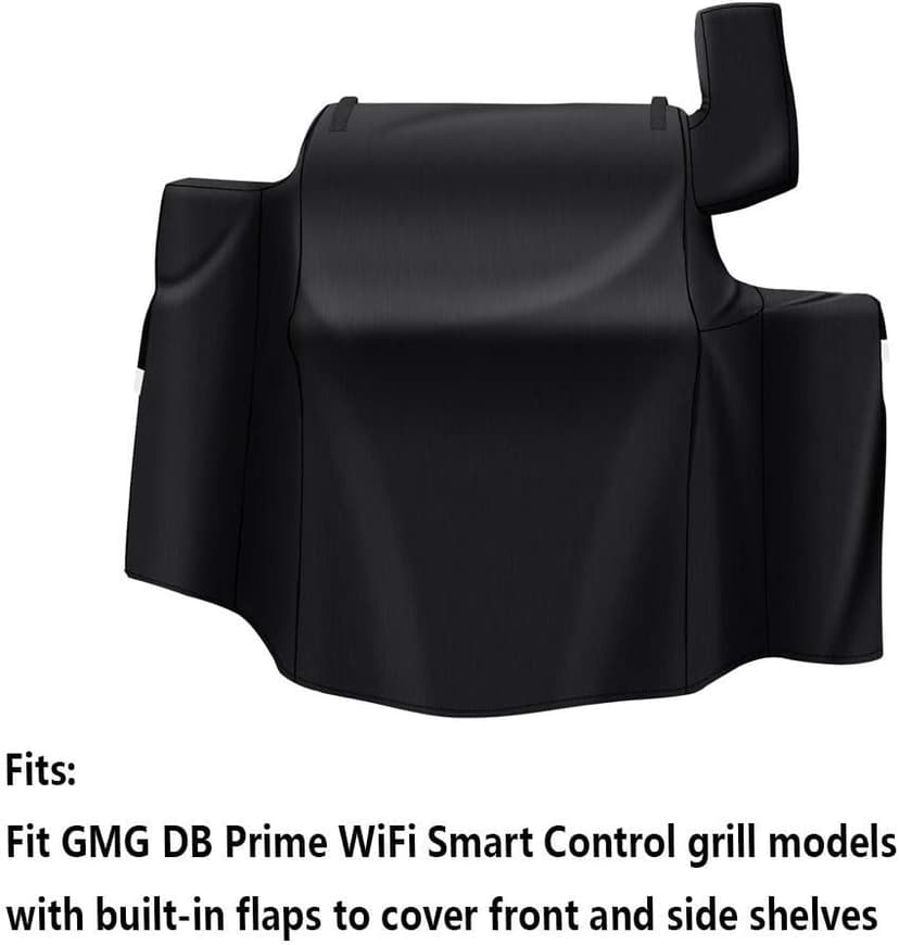 QuliMetal Grill Cover for Green Mountain Daniel Boone Prime WiFi Grills and Green Mountain Grill Ledge Model, Full Length GMG Daniel Boone Smoker Cover, 600D Fabric, Black