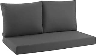 idee-home Outdoor Loveseat Cushions for Patio Furniture, Waterproof Couch Hampton Bay Deep Seat Cushion Replacement Set 46" x 26", Patio Love Seat Sofa Cushions for Porch Garden Chair, Dark Grey