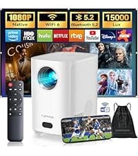 [Electric Focus]Projector with WiFi and Bluetooth, Native 1080P 15,000 Lumens 4K Supported, Agreago Outdoor Movie Projector for Home Theater UP to 300", for iOS/Android/Laptop/TV Stick/HDMI/USB