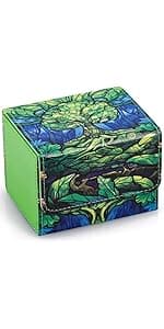 Modern Black&Blue Card Deck Box with Dice Tray for MTG, Yugioh, Sports Cards, Holds 800+ Unsleeved Cards, 5-in-1 Organizer with Playmat Lid
