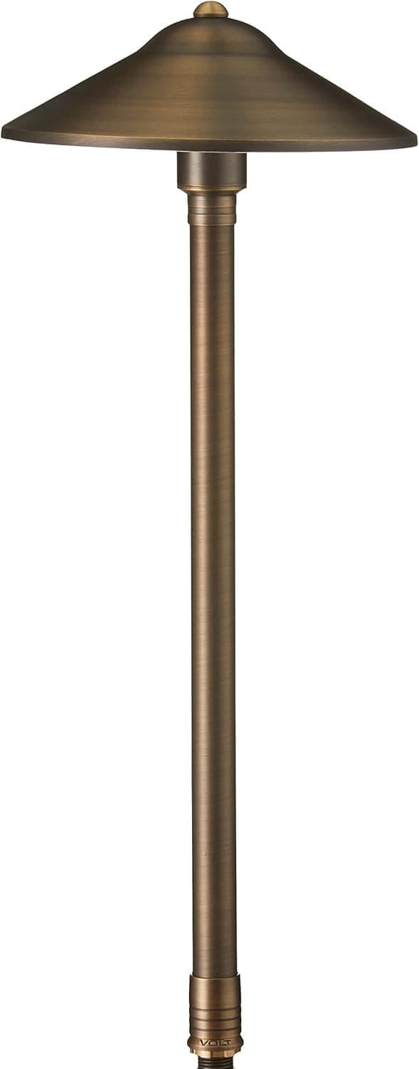 VOLT Max Spread 12V Solid Cast Brass Path Light (25" Tall, 9" Shade) for Low Voltage Landscape Lighting on Outdoor Pathway, Walkway, Garden, Driveway or Patio