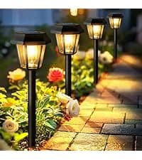 Solar Pathway Lights 10 Pack Solar Outdoor Lights, Led Waterproof Yard Walkway Lighting Stainless Steel Garden Stake for Outside, Path, Landscape, Lawn, Driveway, Backyard(Cold White)