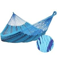 Sunnydaze Handwoven XXL Thick Cord Mayan Double Hammock for Outside - 625-Pound Capacity Heavy-Duty Outdoor Hammock - Blue
