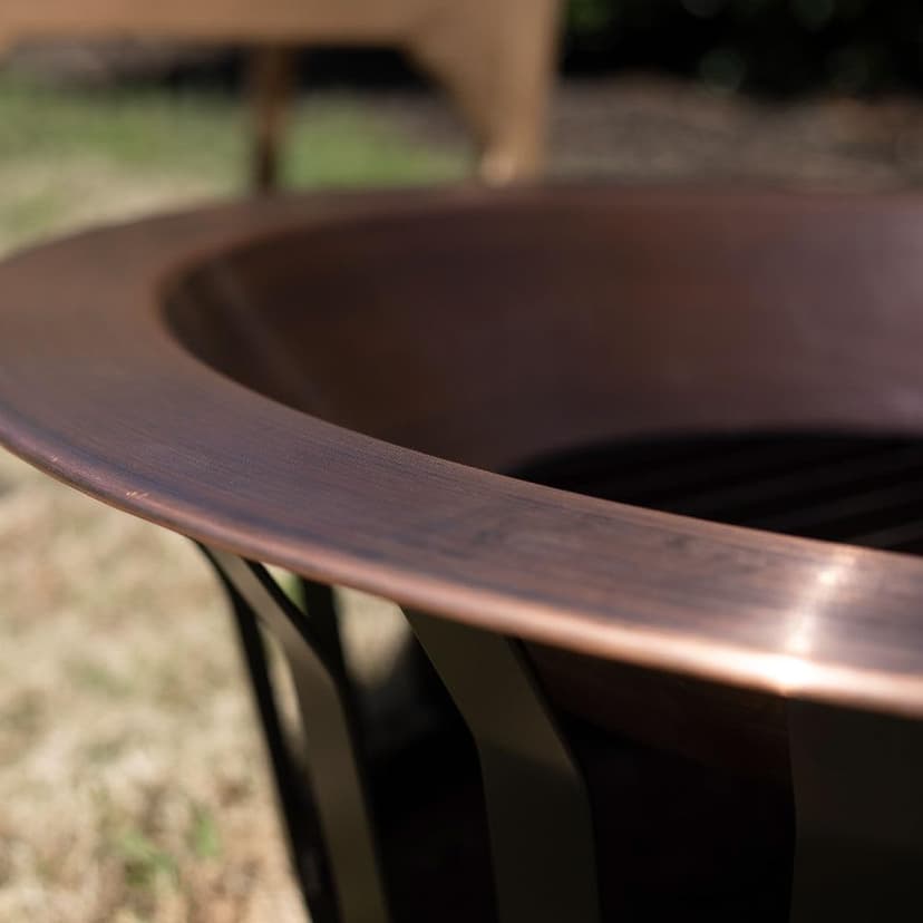 TITAN GREAT OUTDOORS Ash & Ember 40" Copper Outdoor Fire Pit with Solid Steel Base, Grate and Fire Iron Tool Included, Perfect for Backyard Fires and Gatherings
