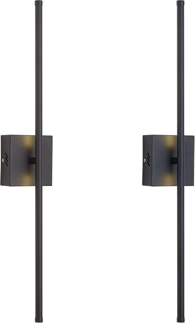 Modern Wall Sconces Set of Two, Dimmable Hardwired Wall Sconces, 350° Rotate, LED Matte Black Wall Light Fixtures, 3000K Warm Light Wall Lamp for Bathroom, Living Room, 27.8 Inch (2 Pack)